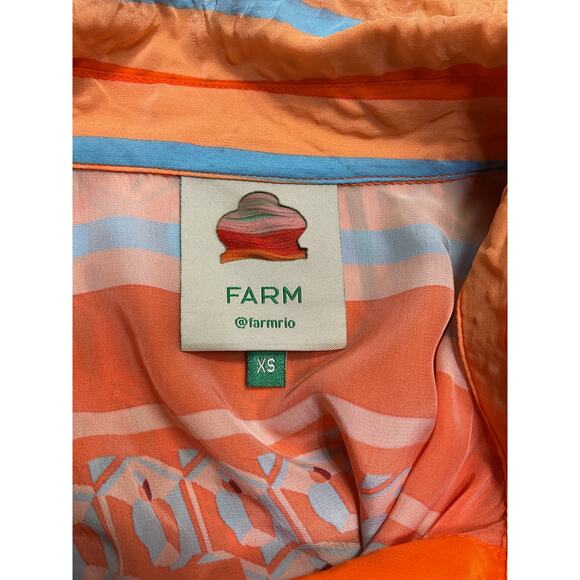 Farm Rio 'Cashew' Green Viscose Mix Long Sleeve Shirt Size XS - Picture 4 of 5